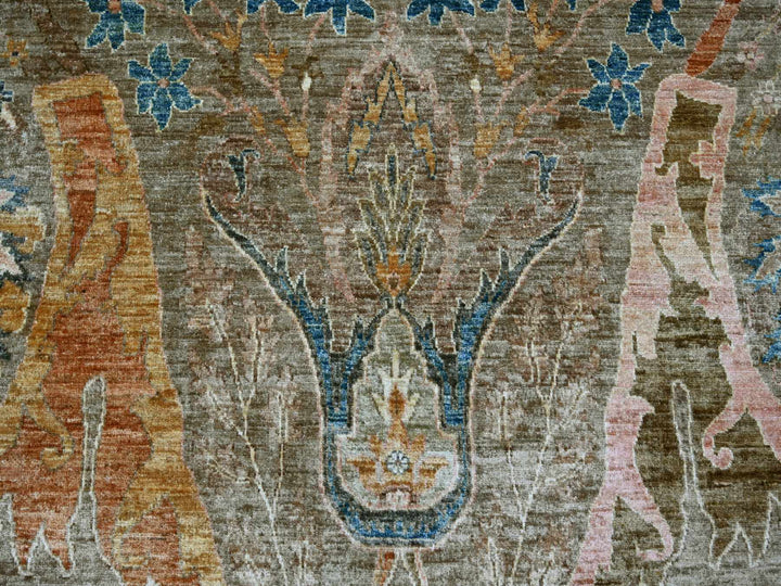 8'10" x 11'10" New Hand Knotted Brown Wool Rectangle Oriental Rug - MOA10221115