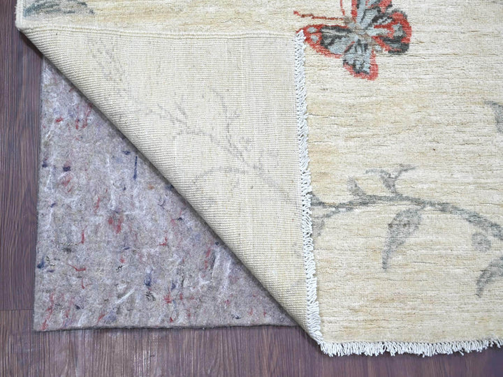 8'9" x 11'7" New Hand Knotted Ivory Wool Rectangle Oriental Rug - MOA10221118