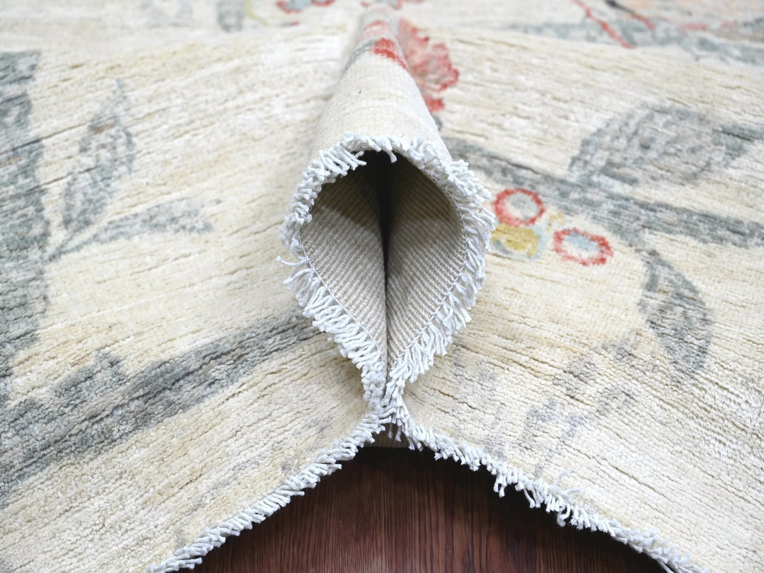 8'9" x 11'7" New Hand Knotted Ivory Wool Rectangle Oriental Rug - MOA10221118