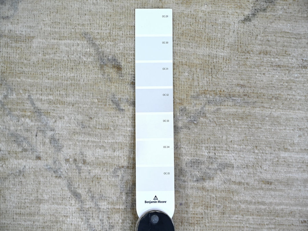 8'9" x 11'7" New Hand Knotted Ivory Wool Rectangle Oriental Rug - MOA10221118