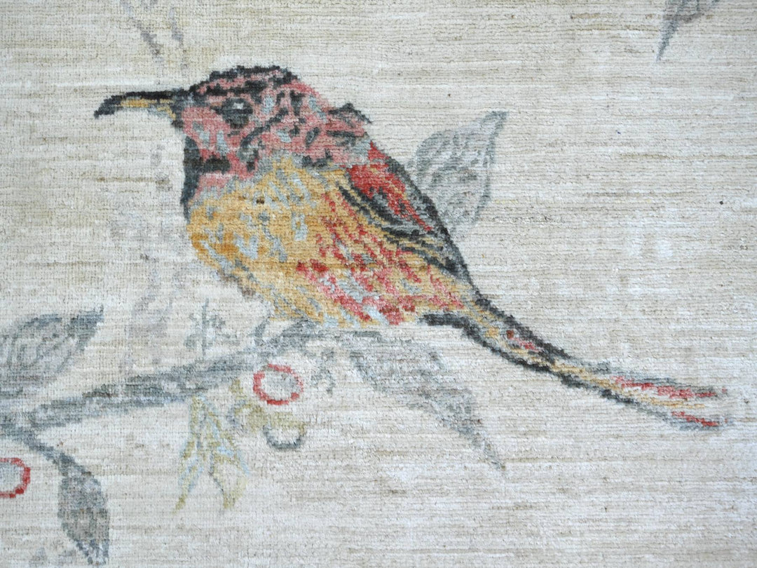 8'9" x 11'7" New Hand Knotted Ivory Wool Rectangle Oriental Rug - MOA10221118