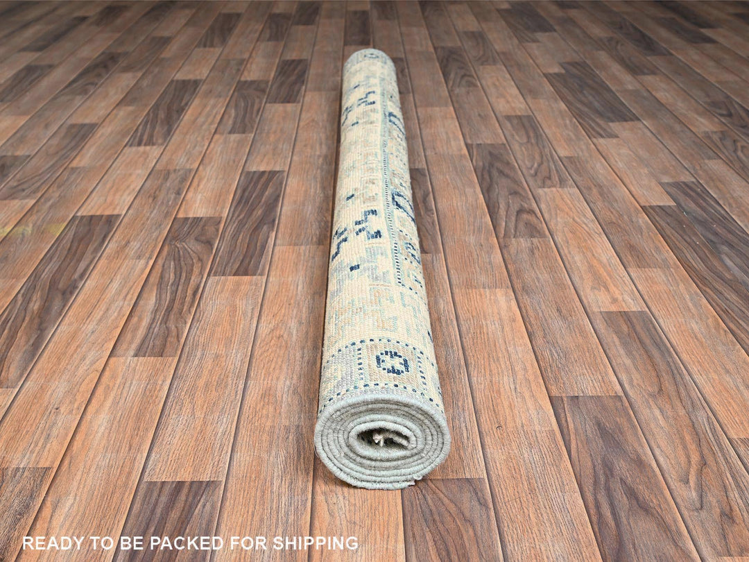 4'11" x 6'9" New Hand Knotted Blue Wool Rectangle Oriental Rug - MOA1022111