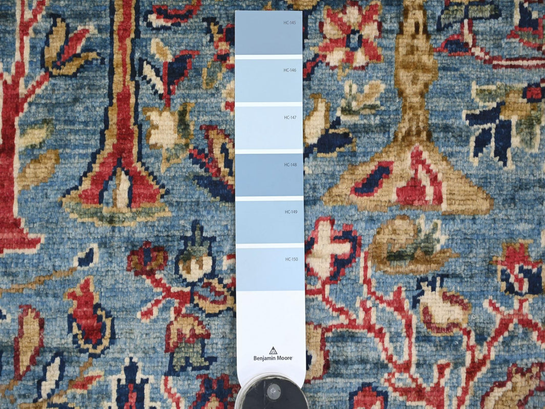 9'11" x 14'0" New Hand Knotted Blue Wool Rectangle Oriental Rug - MOA10221123