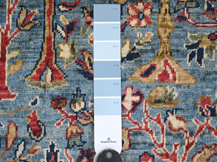9'11" x 14'0" New Hand Knotted Blue Wool Rectangle Oriental Rug - MOA10221123