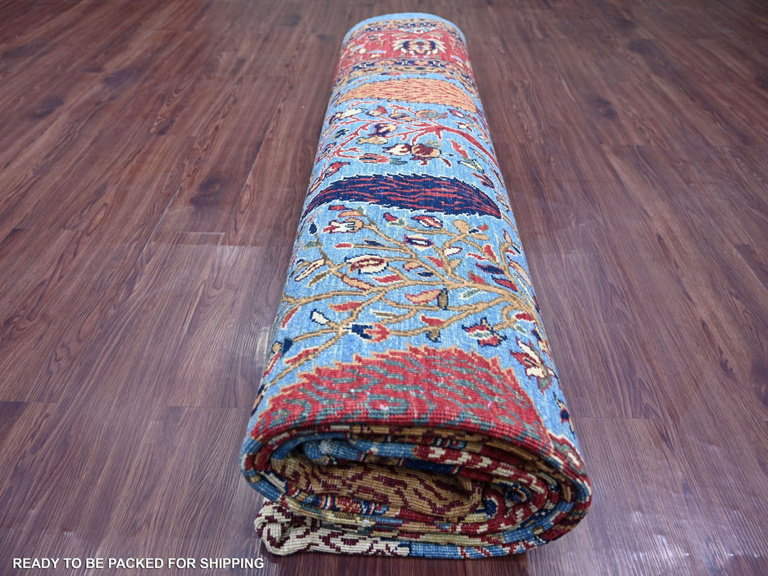 9'11" x 14'0" New Hand Knotted Blue Wool Rectangle Oriental Rug - MOA10221123