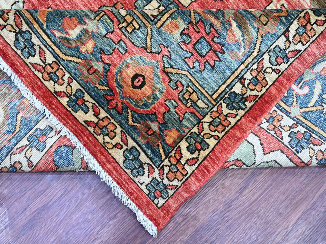 9'2" x 11'7" New Hand Knotted Red Wool Rectangle Oriental Rug - MOA10221126