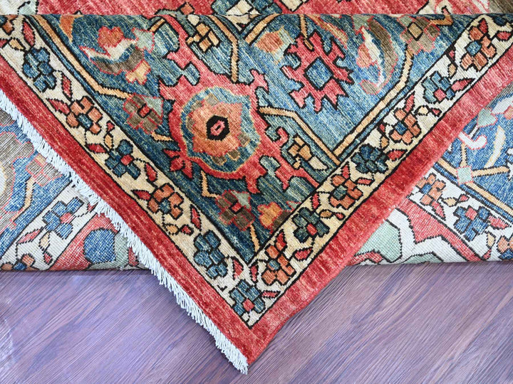 9'2" x 11'7" New Hand Knotted Red Wool Rectangle Oriental Rug - MOA10221126
