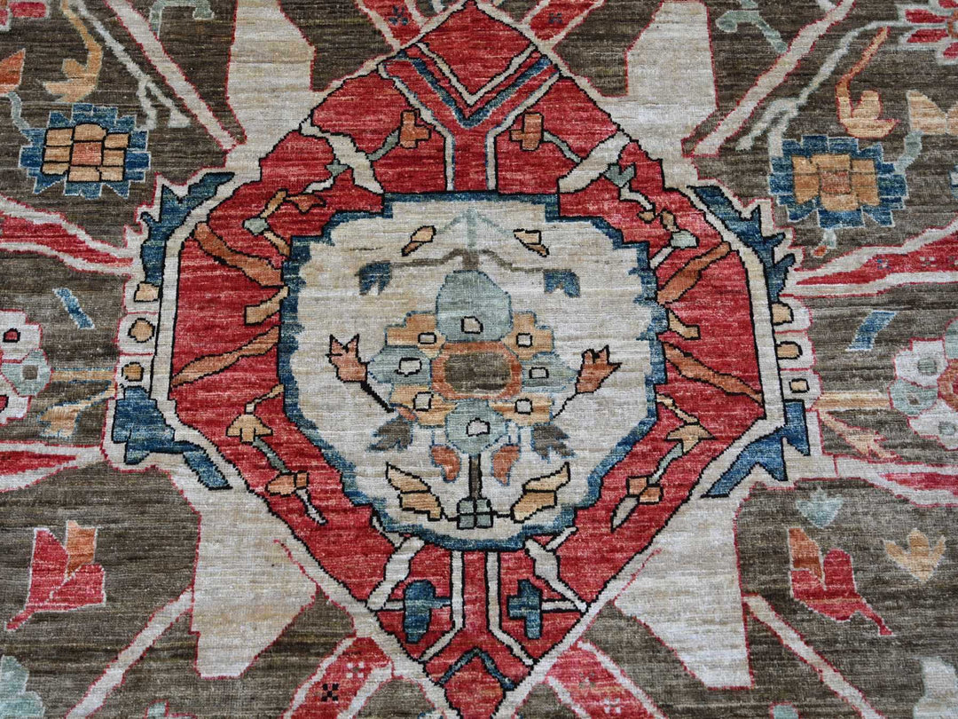 9'2" x 11'7" New Hand Knotted Red Wool Rectangle Oriental Rug - MOA10221126