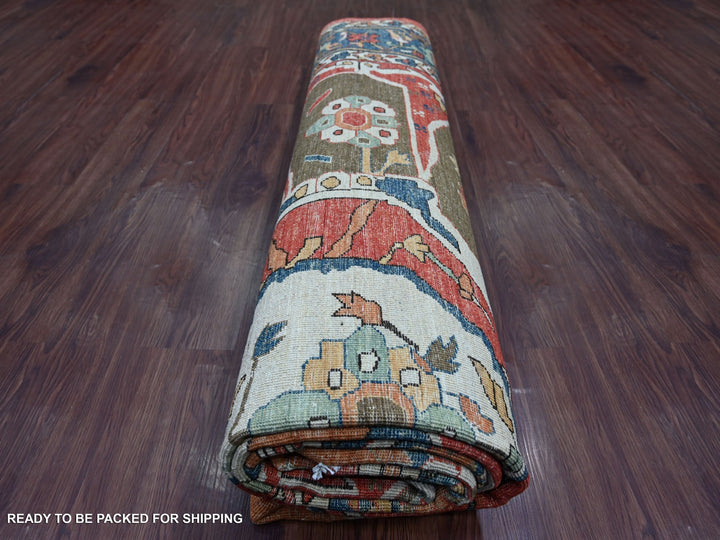 9'2" x 11'7" New Hand Knotted Red Wool Rectangle Oriental Rug - MOA10221126
