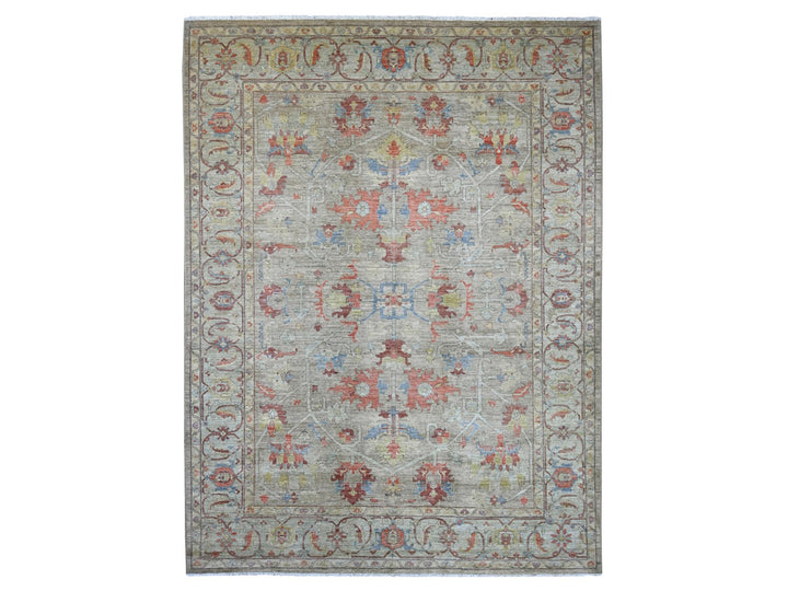 9'1" x 11'11" New Hand Knotted Brown Wool Rectangle Oriental Rug - MOA10221127