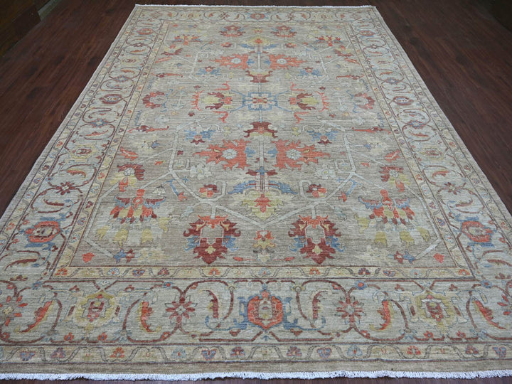 9'1" x 11'11" New Hand Knotted Brown Wool Rectangle Oriental Rug - MOA10221127