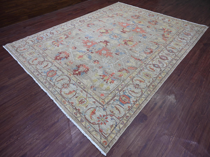 9'1" x 11'11" New Hand Knotted Brown Wool Rectangle Oriental Rug - MOA10221127