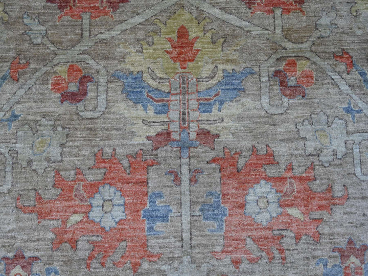9'1" x 11'11" New Hand Knotted Brown Wool Rectangle Oriental Rug - MOA10221127