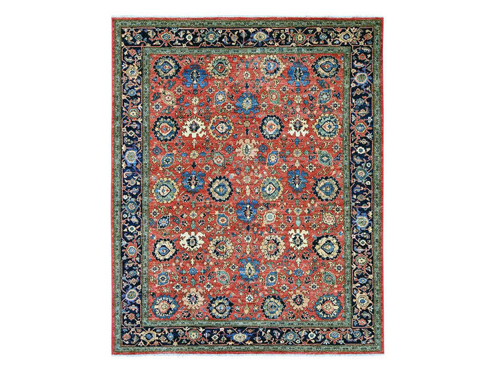 8'1" x 10'0" New Hand Knotted Red Wool Rectangle Oriental Rug - MOA10221128