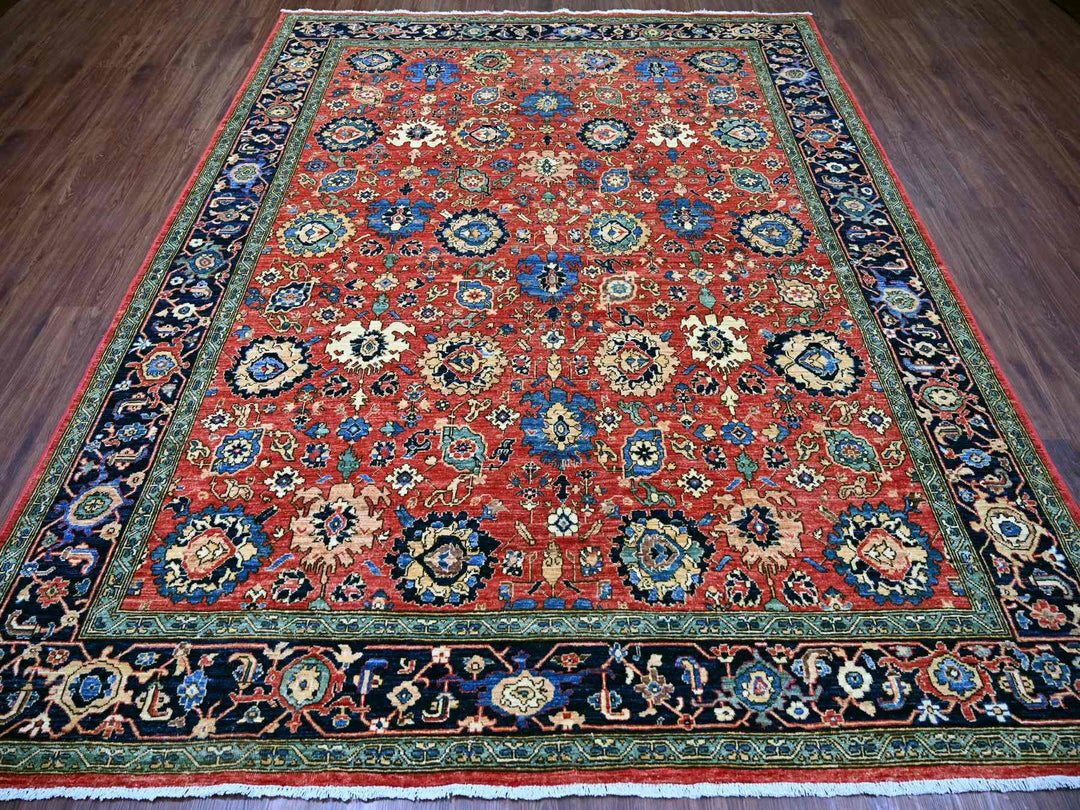 8'1" x 10'0" New Hand Knotted Red Wool Rectangle Oriental Rug - MOA10221128