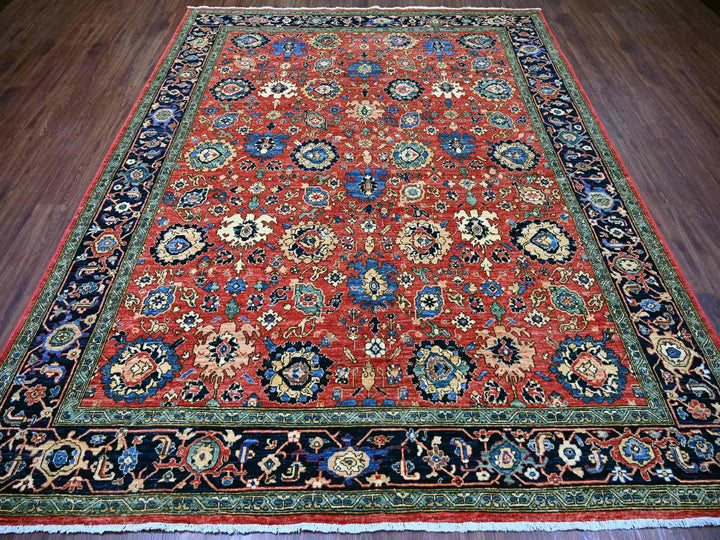 8'1" x 10'0" New Hand Knotted Red Wool Rectangle Oriental Rug - MOA10221128