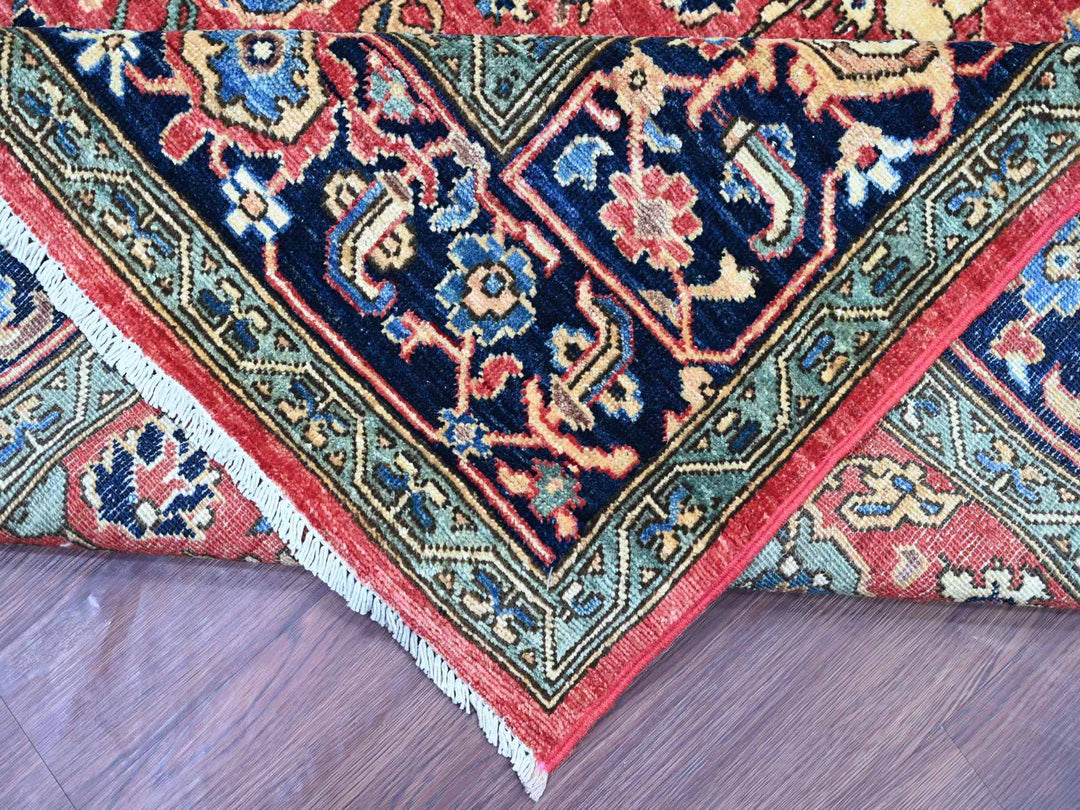 8'1" x 10'0" New Hand Knotted Red Wool Rectangle Oriental Rug - MOA10221128