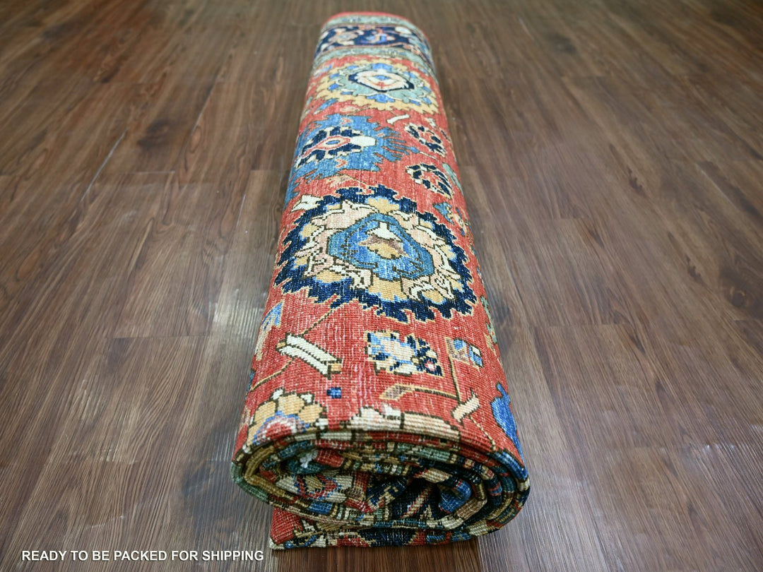 8'1" x 10'0" New Hand Knotted Red Wool Rectangle Oriental Rug - MOA10221128