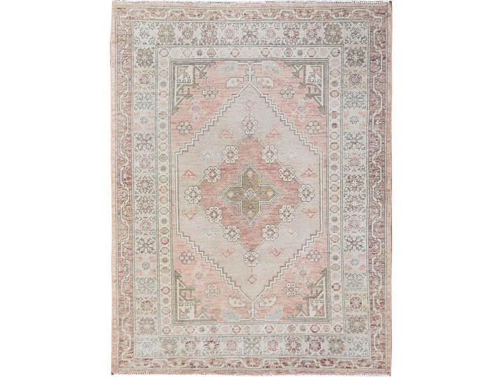 4'10" x 6'8" New Hand Knotted Pink Wool Rectangle Oriental Rug - MOA1022112