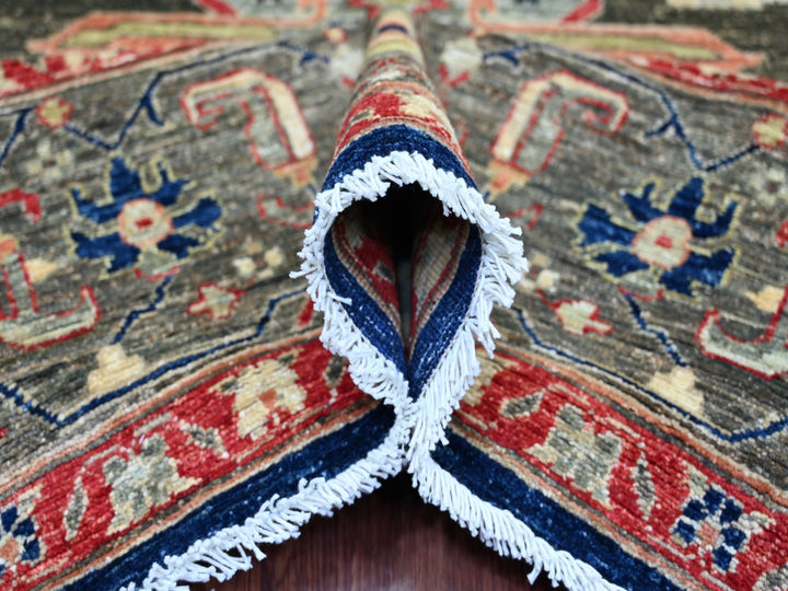 7'11" x 9'9" New Hand Knotted Blue Wool Rectangle Oriental Rug - MOA10221130