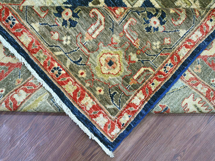 7'11" x 9'9" New Hand Knotted Blue Wool Rectangle Oriental Rug - MOA10221130