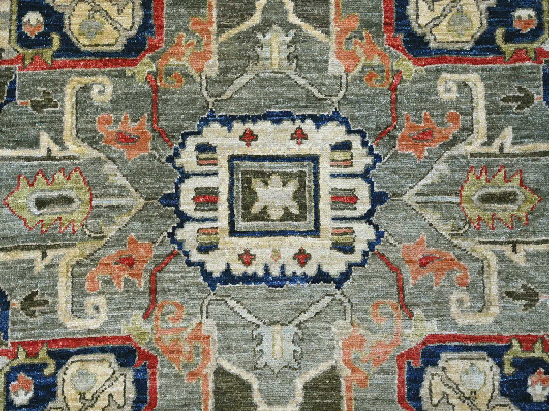 7'11" x 9'9" New Hand Knotted Blue Wool Rectangle Oriental Rug - MOA10221130