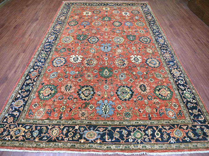 7'11" x 12'1" New Hand Knotted Red Wool Rectangle Oriental Rug - MOA10221131