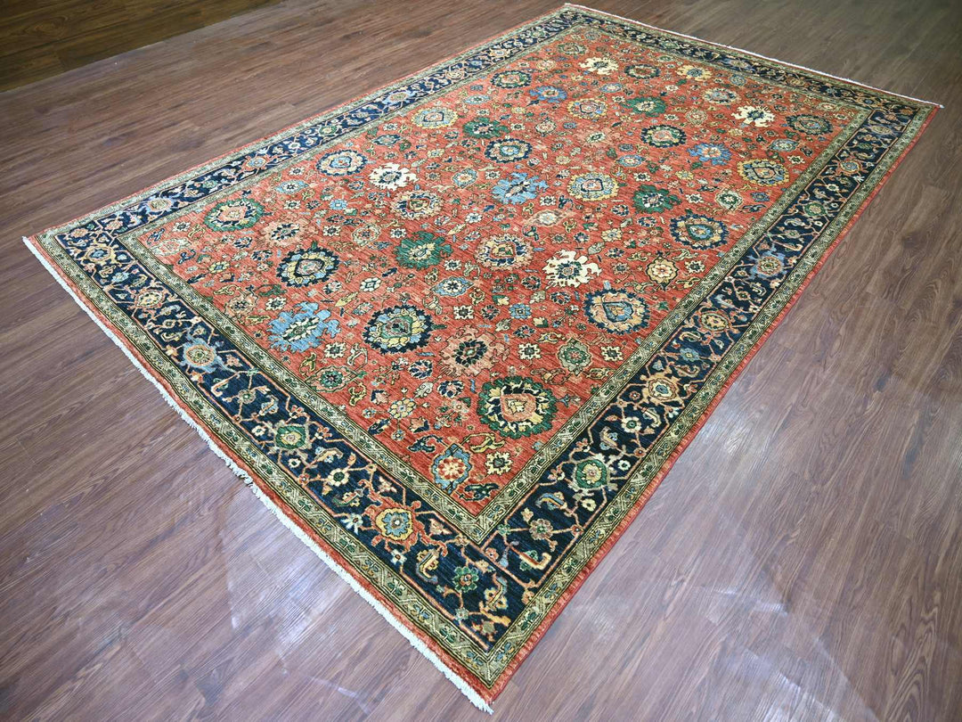 7'11" x 12'1" New Hand Knotted Red Wool Rectangle Oriental Rug - MOA10221131