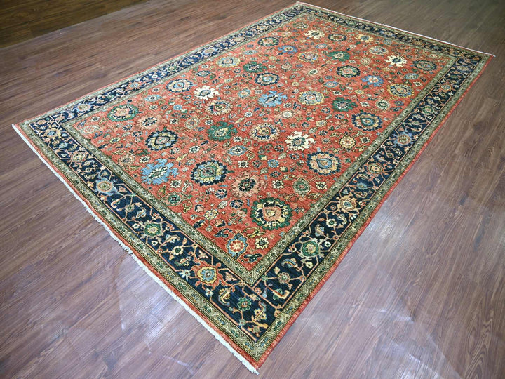 7'11" x 12'1" New Hand Knotted Red Wool Rectangle Oriental Rug - MOA10221131