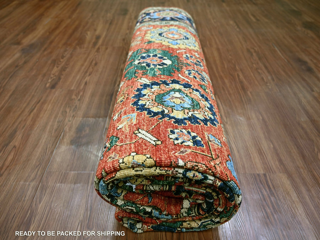 7'11" x 12'1" New Hand Knotted Red Wool Rectangle Oriental Rug - MOA10221131