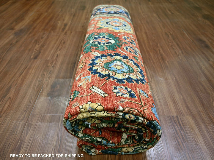 7'11" x 12'1" New Hand Knotted Red Wool Rectangle Oriental Rug - MOA10221131