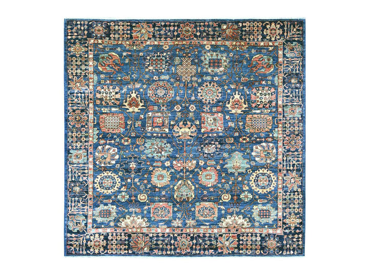 8'2" x 8'2" New Hand Knotted Blue Wool Square Oriental Rug - MOA10221132