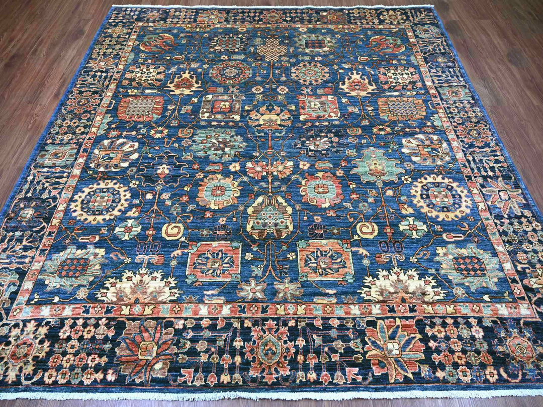 8'2" x 8'2" New Hand Knotted Blue Wool Square Oriental Rug - MOA10221132
