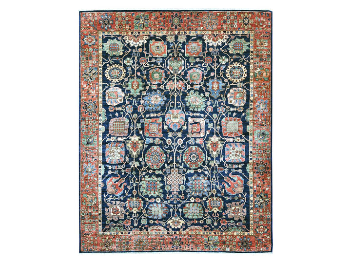 7'11" x 9'11" New Hand Knotted Blue Wool Rectangle Oriental Rug - MOA10221134