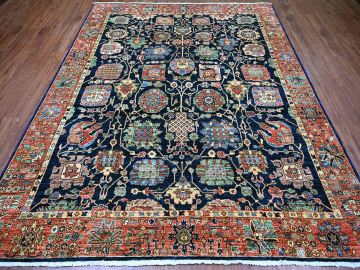 7'11" x 9'11" New Hand Knotted Blue Wool Rectangle Oriental Rug - MOA10221134