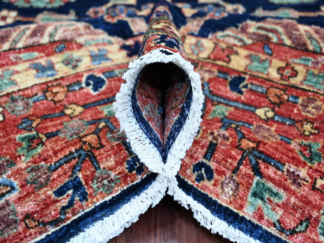 7'11" x 9'11" New Hand Knotted Blue Wool Rectangle Oriental Rug - MOA10221134