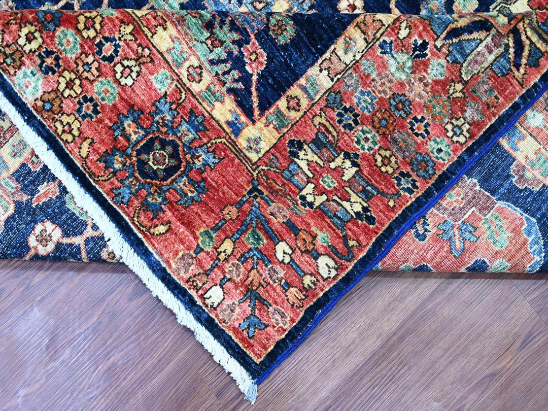 7'11" x 9'11" New Hand Knotted Blue Wool Rectangle Oriental Rug - MOA10221134