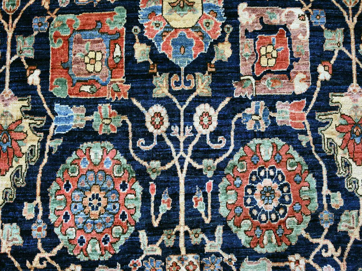 7'11" x 9'11" New Hand Knotted Blue Wool Rectangle Oriental Rug - MOA10221134
