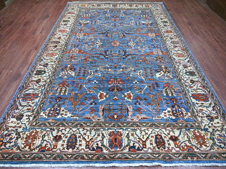 7'11" x 11'8" New Hand Knotted Blue Wool Rectangle Oriental Rug - MOA10221136