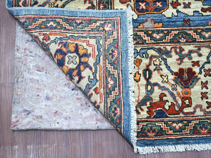 7'11" x 11'8" New Hand Knotted Blue Wool Rectangle Oriental Rug - MOA10221136