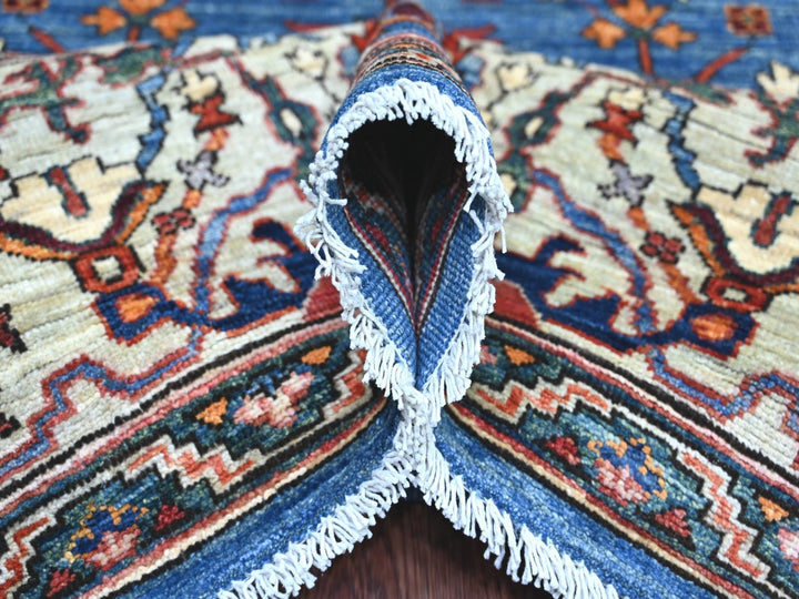 7'11" x 11'8" New Hand Knotted Blue Wool Rectangle Oriental Rug - MOA10221136