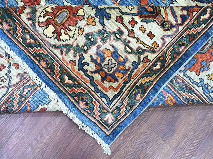 7'11" x 11'8" New Hand Knotted Blue Wool Rectangle Oriental Rug - MOA10221136