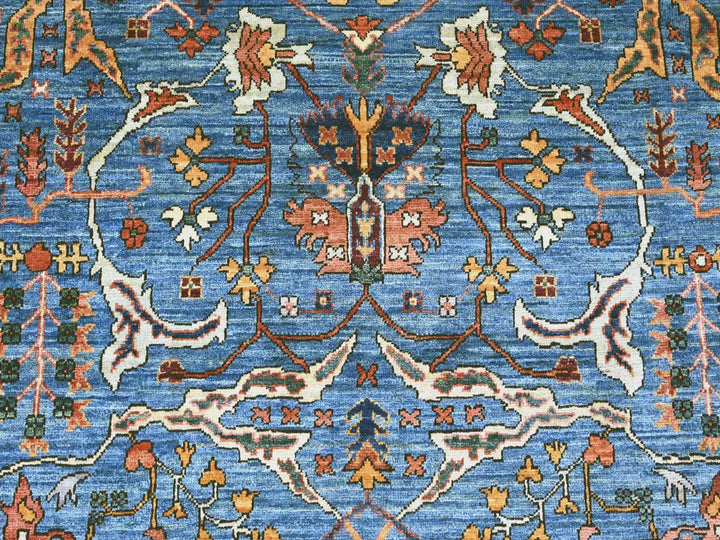7'11" x 11'8" New Hand Knotted Blue Wool Rectangle Oriental Rug - MOA10221136