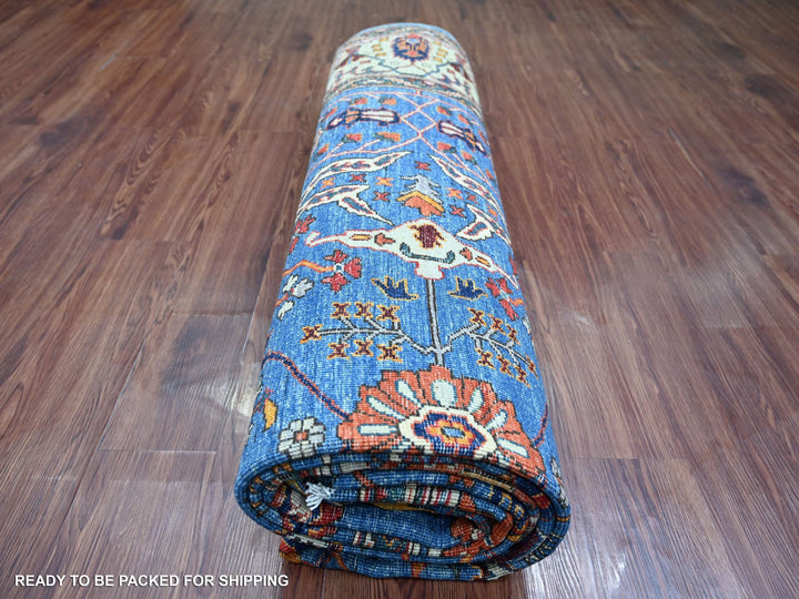7'11" x 11'8" New Hand Knotted Blue Wool Rectangle Oriental Rug - MOA10221136