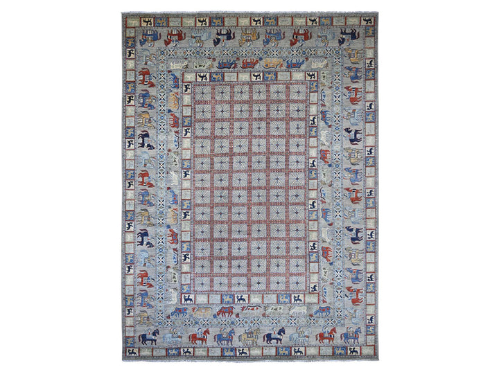 10'0" x 13'7" New Hand Knotted Grey Wool Rectangle Oriental Rug - MOA10221138