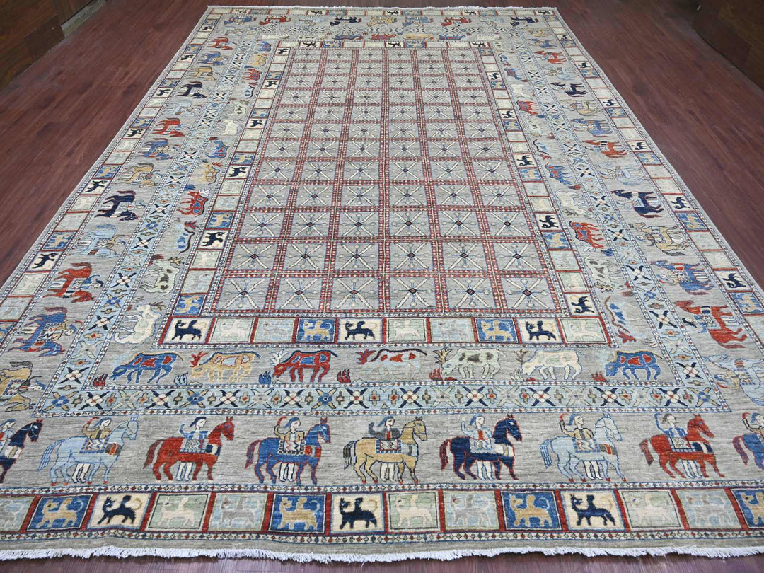 10'0" x 13'7" New Hand Knotted Grey Wool Rectangle Oriental Rug - MOA10221138