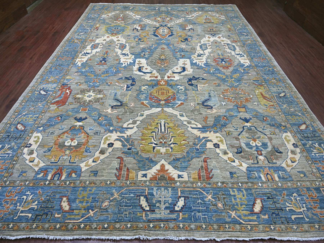 10'0" x 13'10" New Hand Knotted Grey Wool Rectangle Oriental Rug - MOA10221139