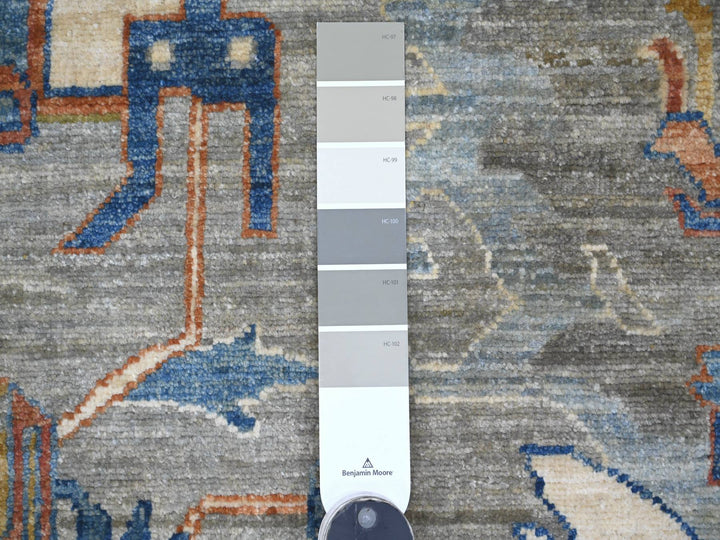 10'0" x 13'10" New Hand Knotted Grey Wool Rectangle Oriental Rug - MOA10221139