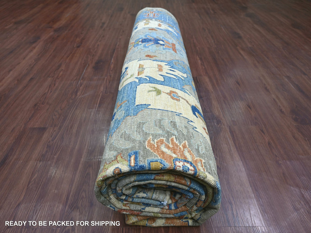 10'0" x 13'10" New Hand Knotted Grey Wool Rectangle Oriental Rug - MOA10221139
