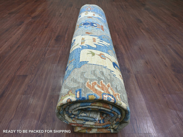 10'0" x 13'10" New Hand Knotted Grey Wool Rectangle Oriental Rug - MOA10221139